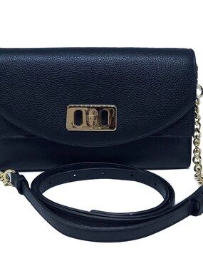 Michael Kors Blue Leather Crossbody with Gold Chain Hardware
